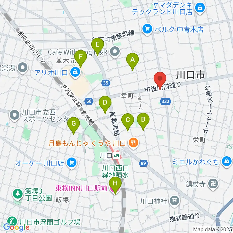 柏屋楽器 川口ミュージックプラザ周辺のホテル一覧地図
