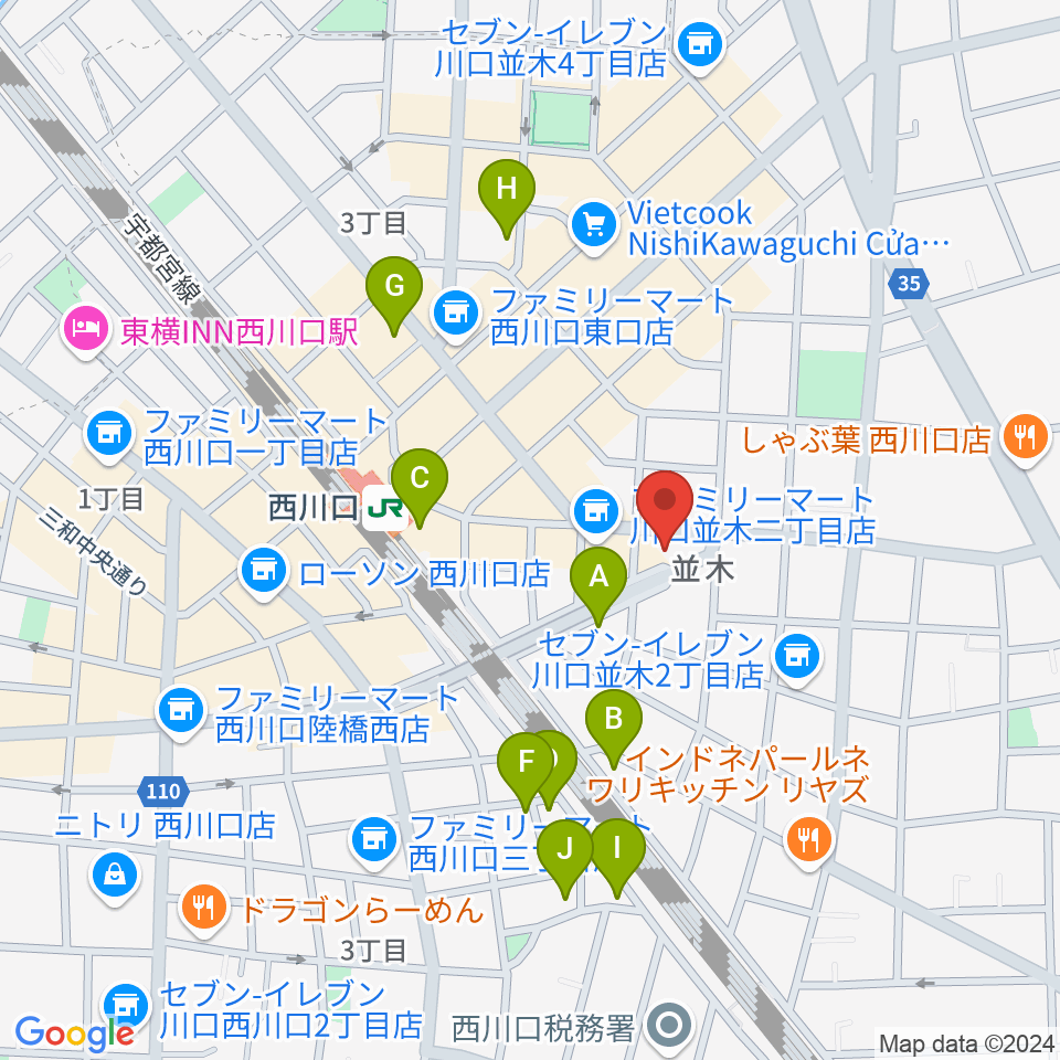 柏屋楽器 西川口ミュージックサロン周辺のホテル一覧地図