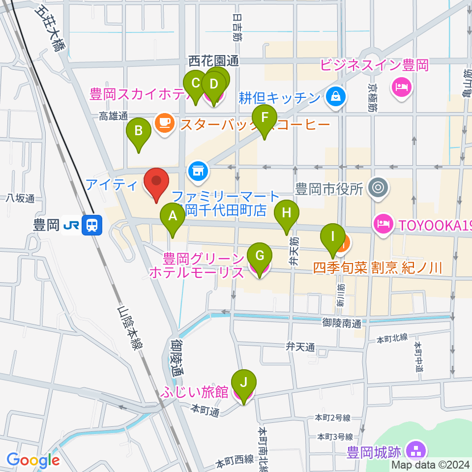 豊岡市民プラザ周辺のホテル一覧地図