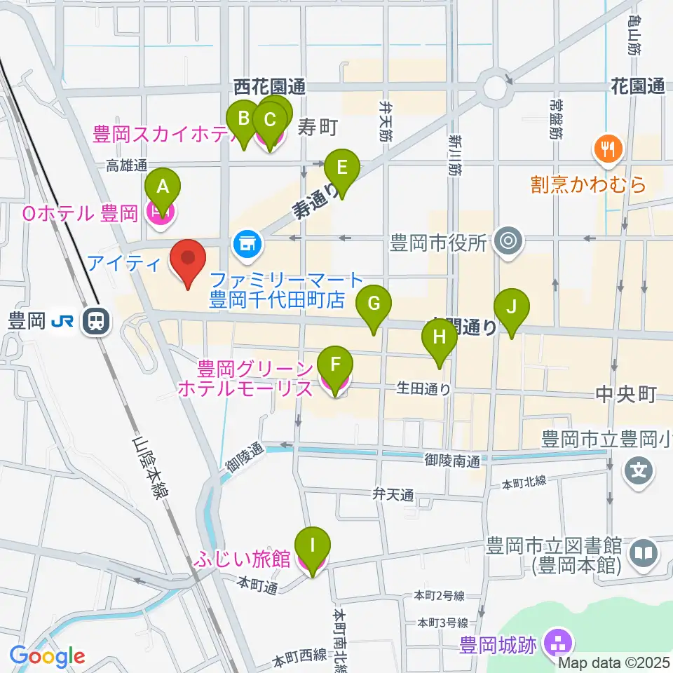 豊岡市民プラザ周辺のホテル一覧地図