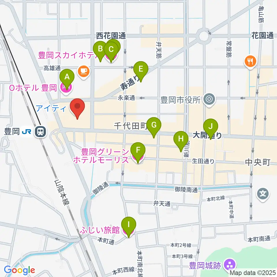 豊岡市民プラザ周辺のホテル一覧地図