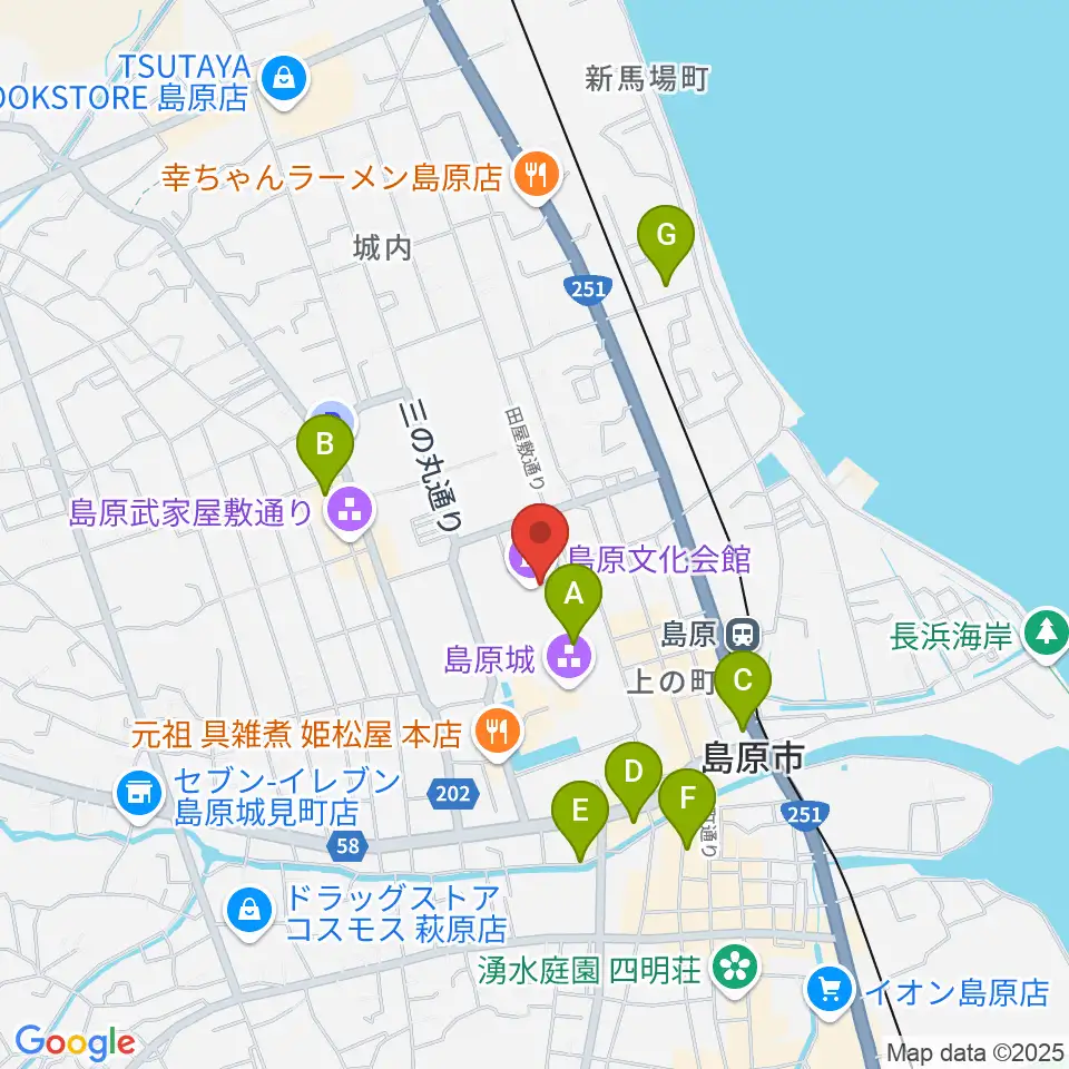 島原文化会館周辺のホテル一覧地図