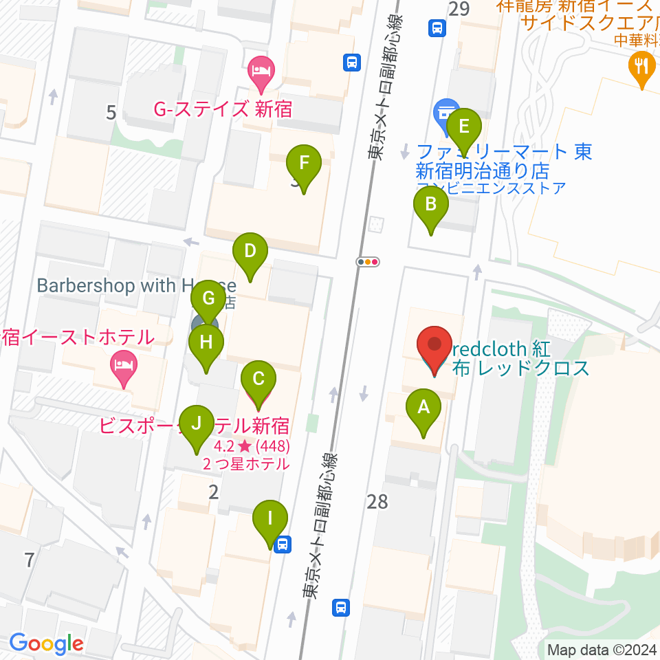 新宿レッドクロス周辺のホテル一覧地図