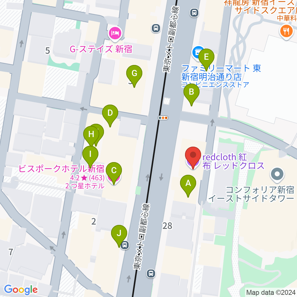 新宿レッドクロス周辺のホテル一覧地図