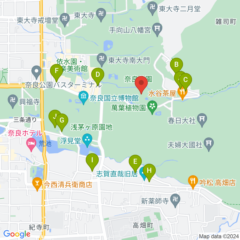 奈良春日野国際フォーラム 甍～I・RA・KA～周辺のホテル一覧地図
