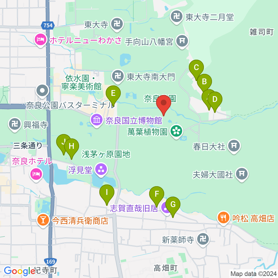 奈良春日野国際フォーラム 甍～I・RA・KA～周辺のホテル一覧地図