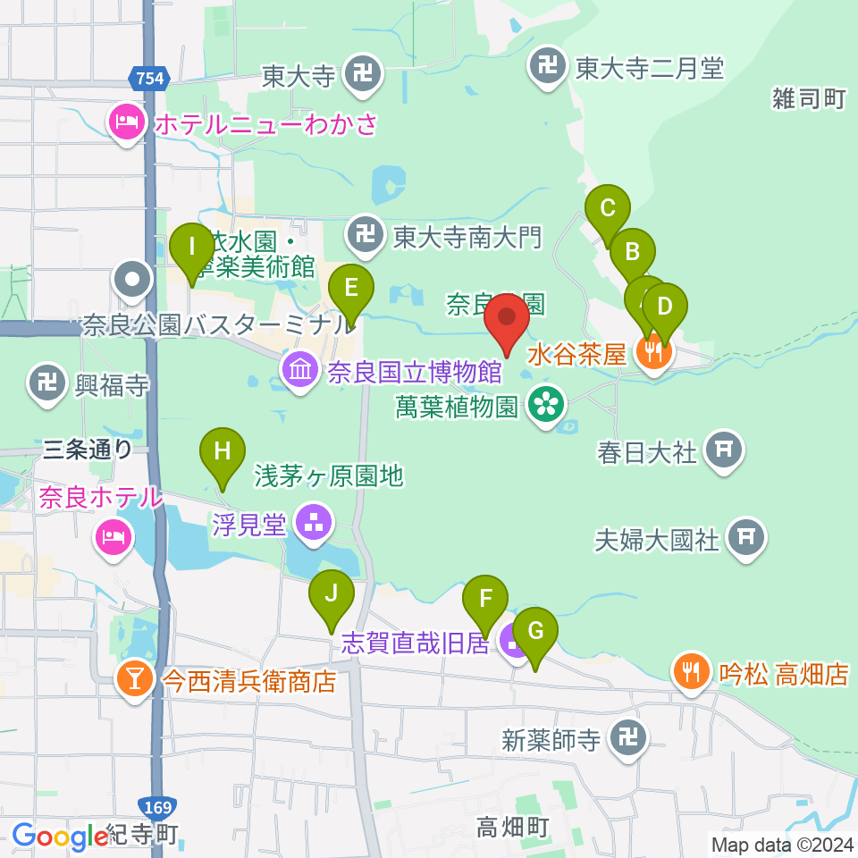 奈良春日野国際フォーラム 甍～I・RA・KA～周辺のホテル一覧地図