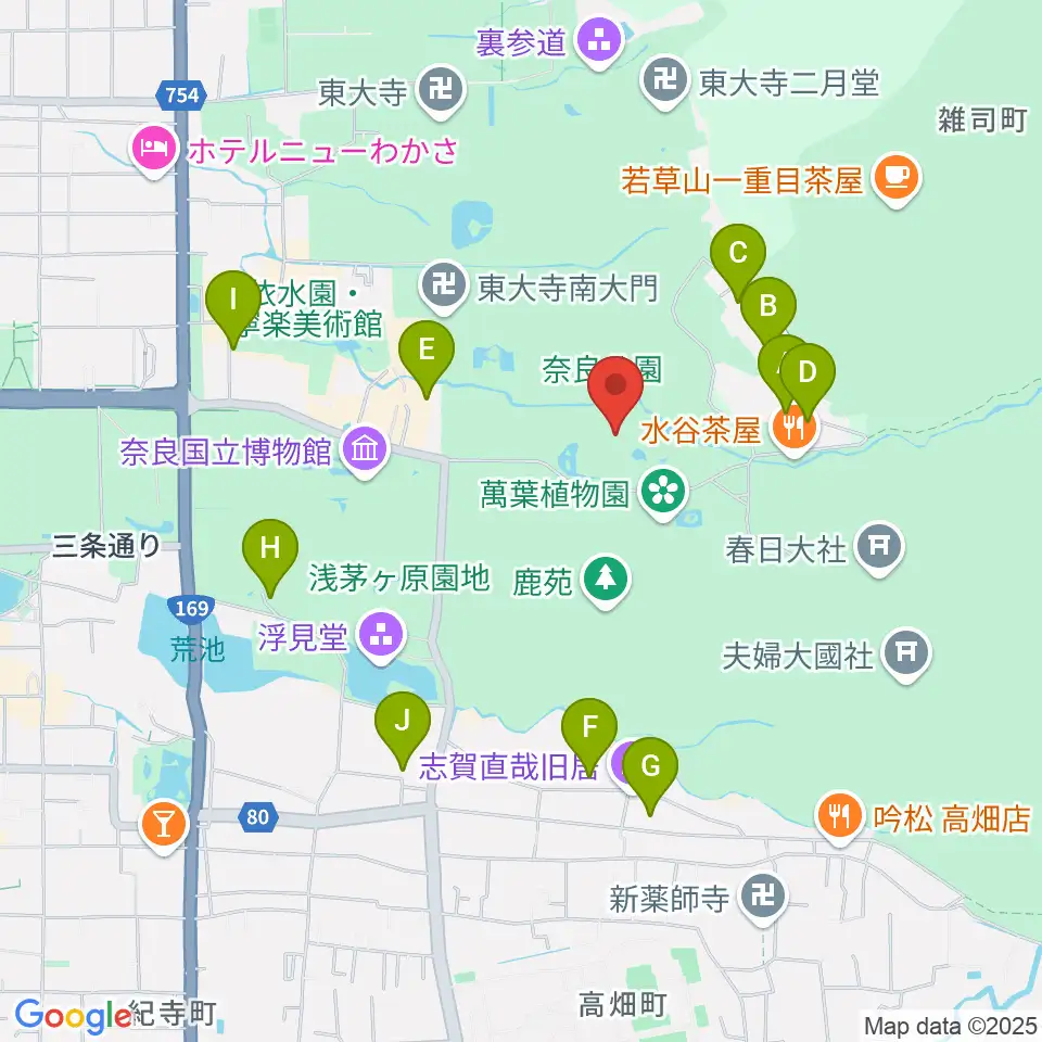 奈良春日野国際フォーラム 甍~I・RA・KA~周辺のホテル一覧地図