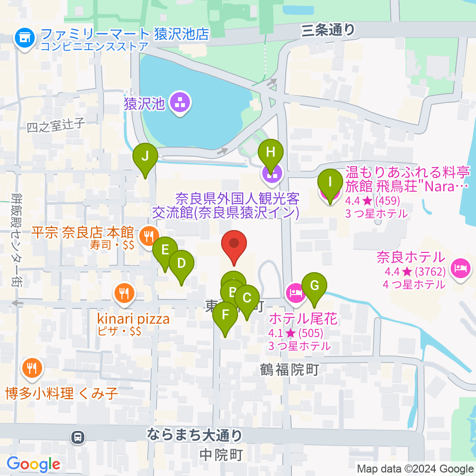 奈良市ならまちセンター周辺のホテル一覧地図