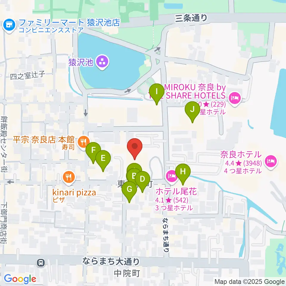 奈良市ならまちセンター周辺のホテル一覧地図