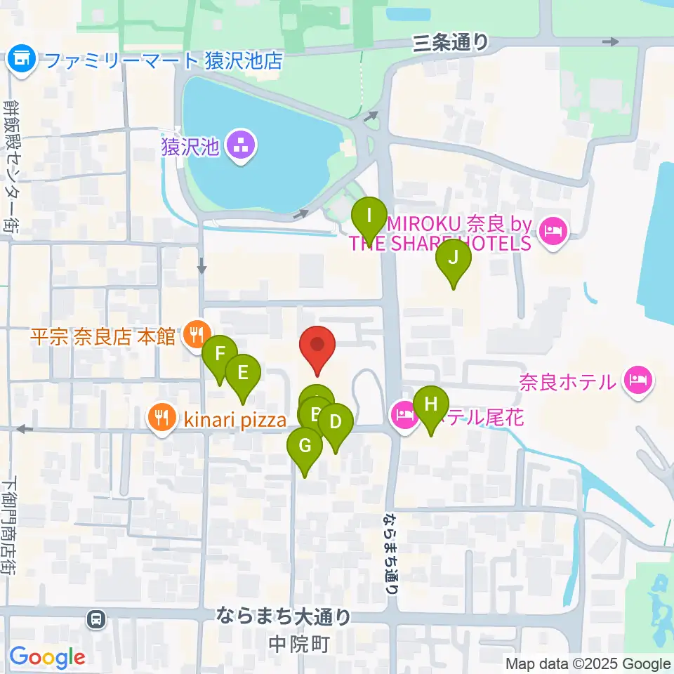 奈良市ならまちセンター周辺のホテル一覧地図