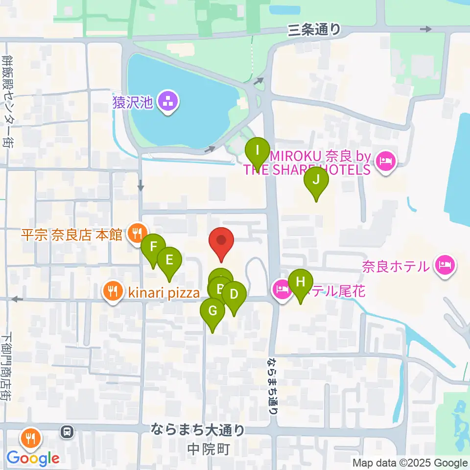 奈良市ならまちセンター周辺のホテル一覧地図