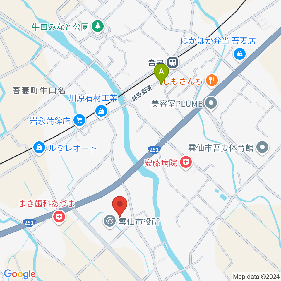 雲仙市吾妻町ふるさと会館周辺のホテル一覧地図