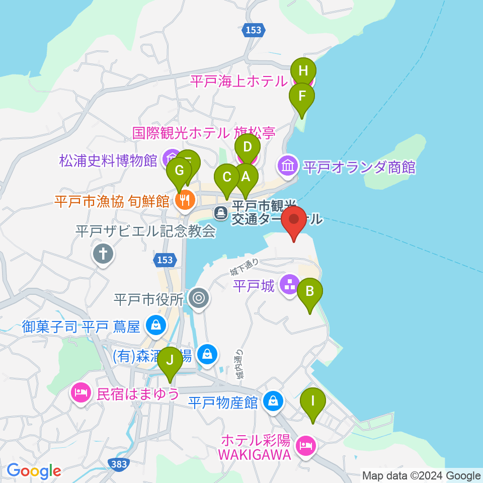 平戸文化センター周辺のホテル一覧地図