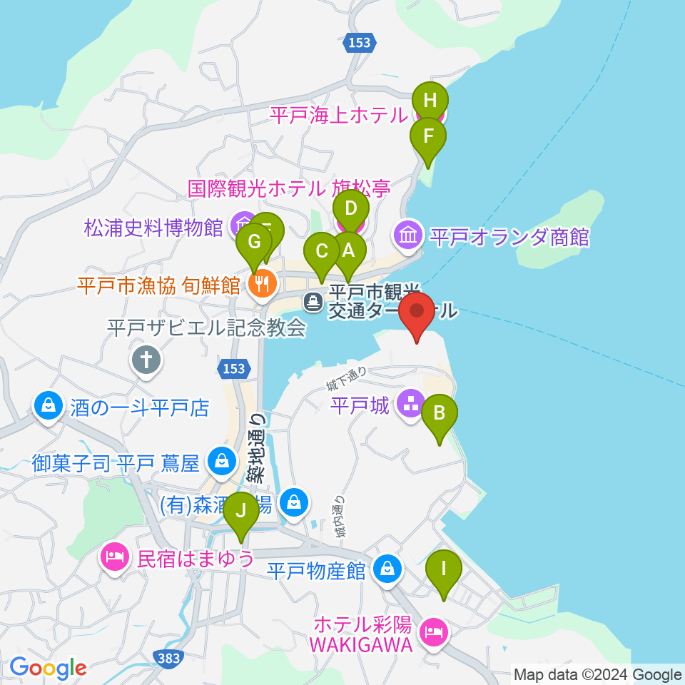 平戸文化センター周辺のホテル一覧地図