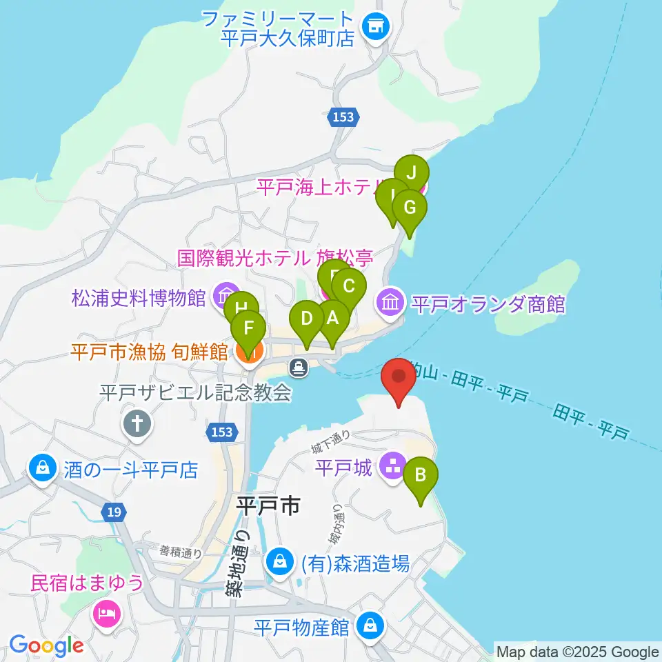 平戸文化センター周辺のホテル一覧地図
