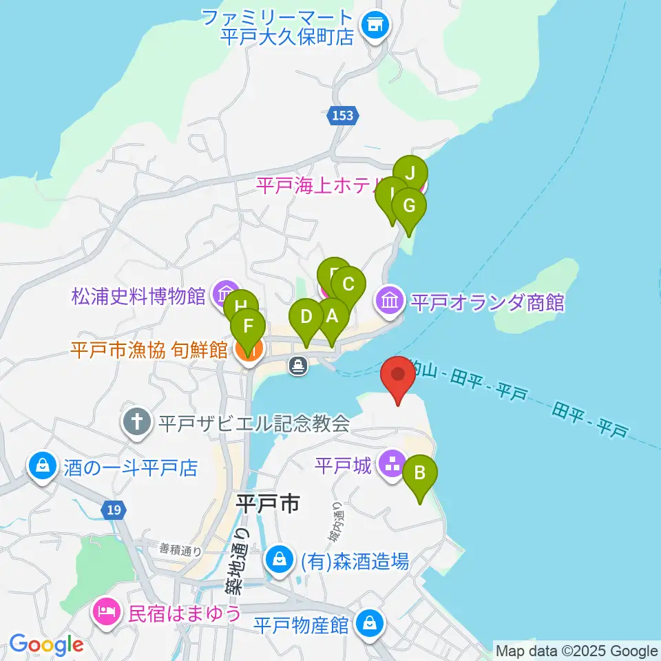 平戸文化センター周辺のホテル一覧地図