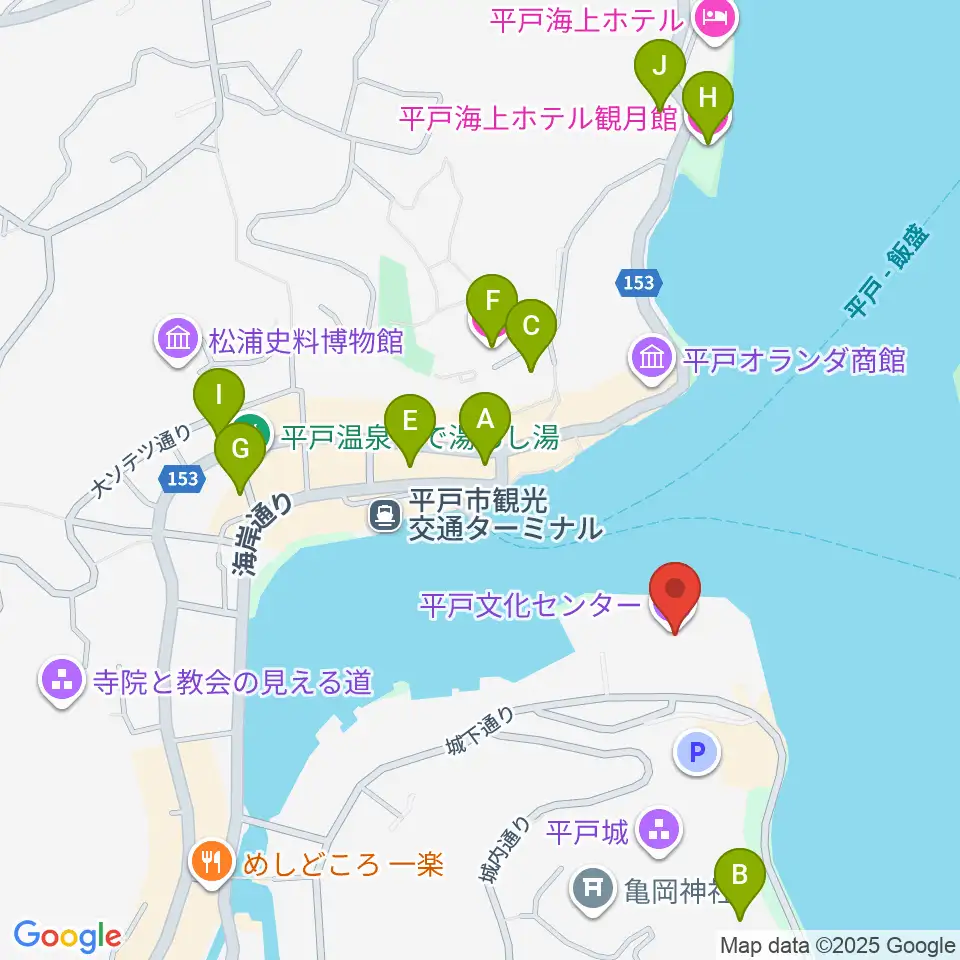 平戸文化センター周辺のホテル一覧地図