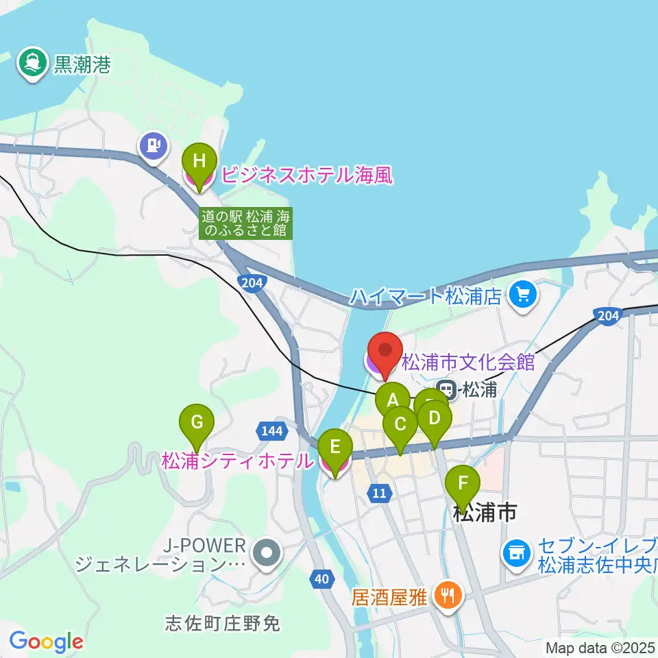 松浦市文化会館周辺のホテル一覧地図