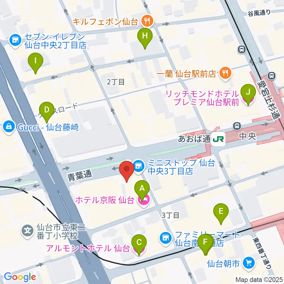 シアーミュージック仙台校周辺のホテル一覧地図