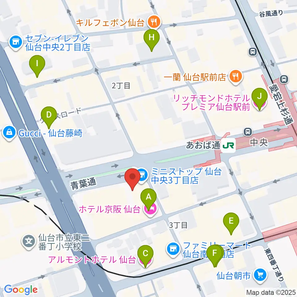 シアーミュージック仙台校周辺のホテル一覧地図