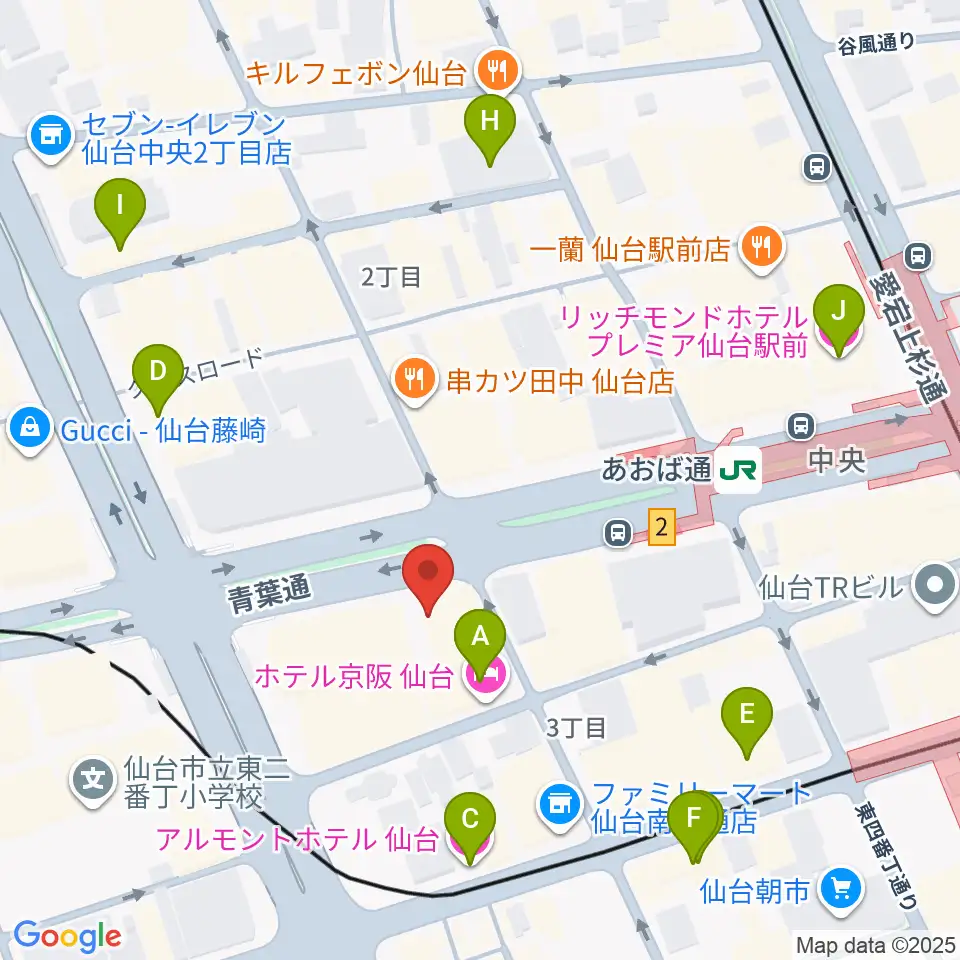 シアーミュージック仙台校周辺のホテル一覧地図