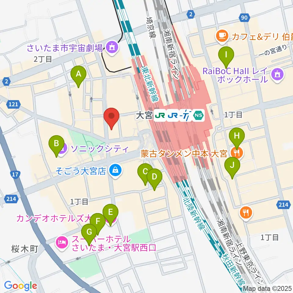 シアーミュージック大宮校周辺のホテル一覧地図
