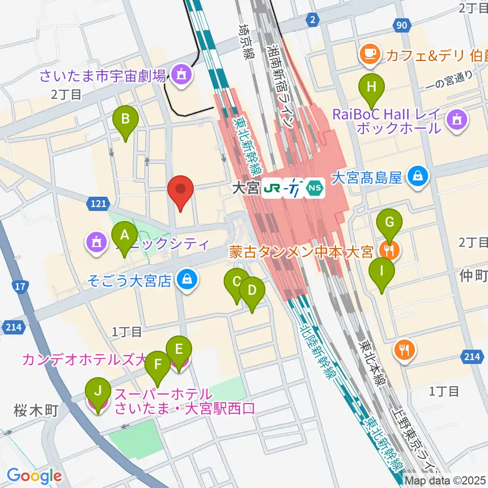 シアーミュージック大宮校周辺のホテル一覧地図