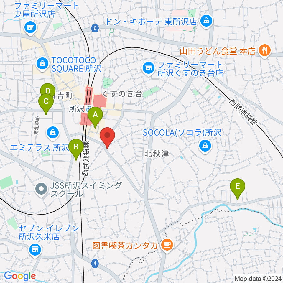 シアーミュージック 所沢校周辺のホテル一覧地図