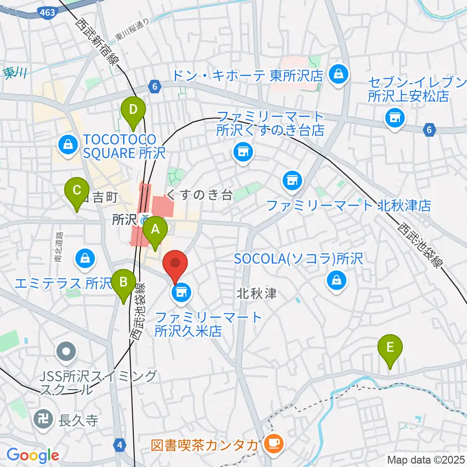 シアーミュージック 所沢校周辺のホテル一覧地図