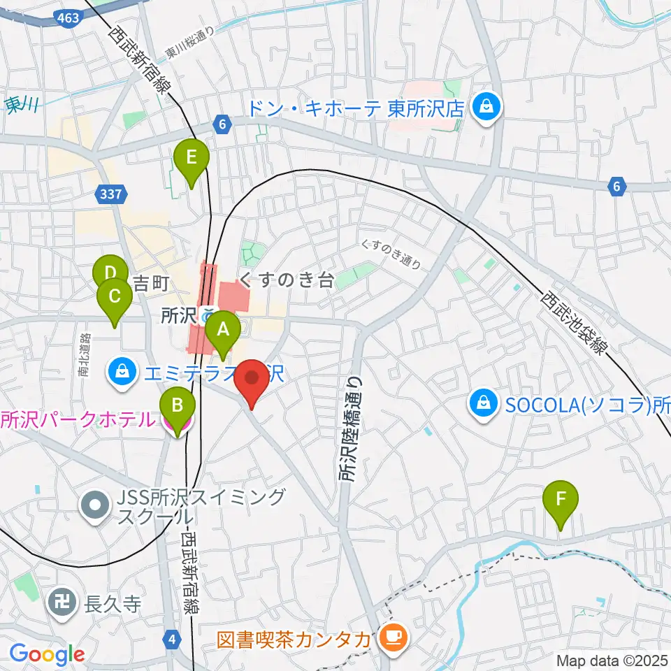 シアーミュージック 所沢校周辺のホテル一覧地図
