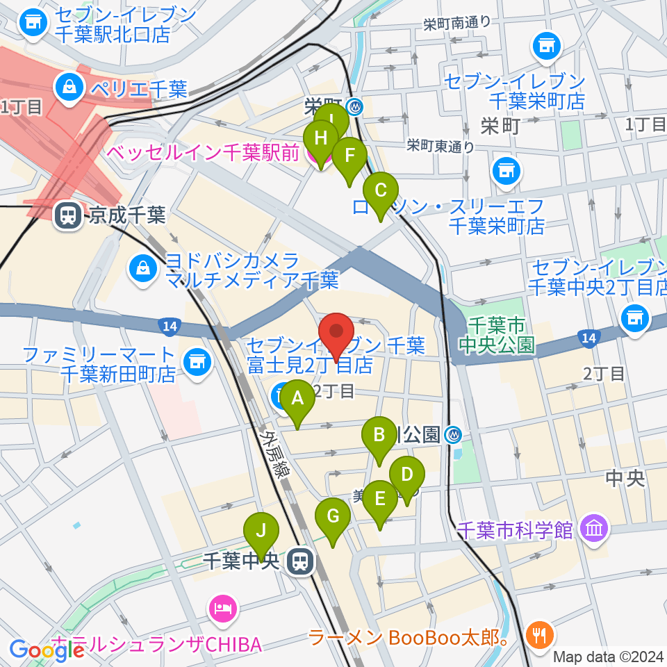 シアーミュージック 千葉校周辺のホテル一覧地図