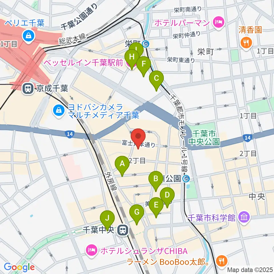 シアーミュージック 千葉校周辺のホテル一覧地図