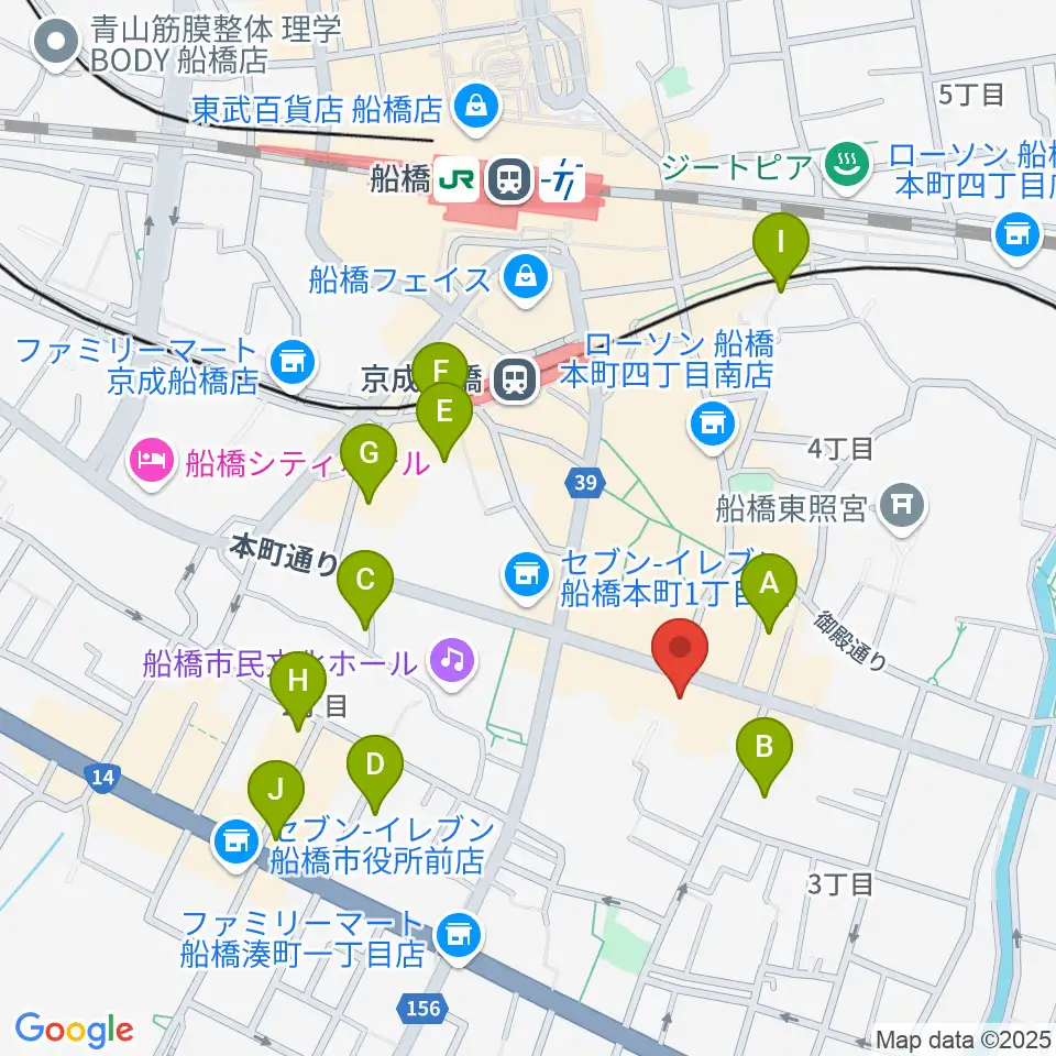 シアーミュージック 船橋校周辺のホテル一覧地図
