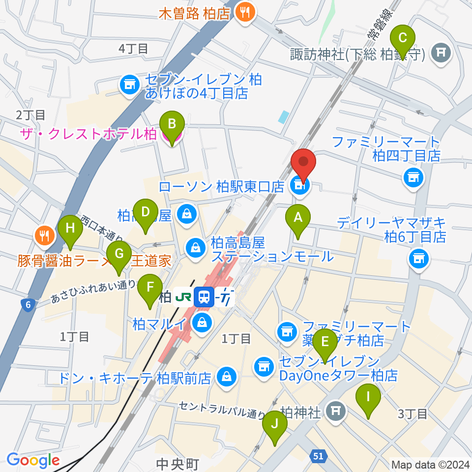 シアーミュージック 柏校周辺のホテル一覧地図