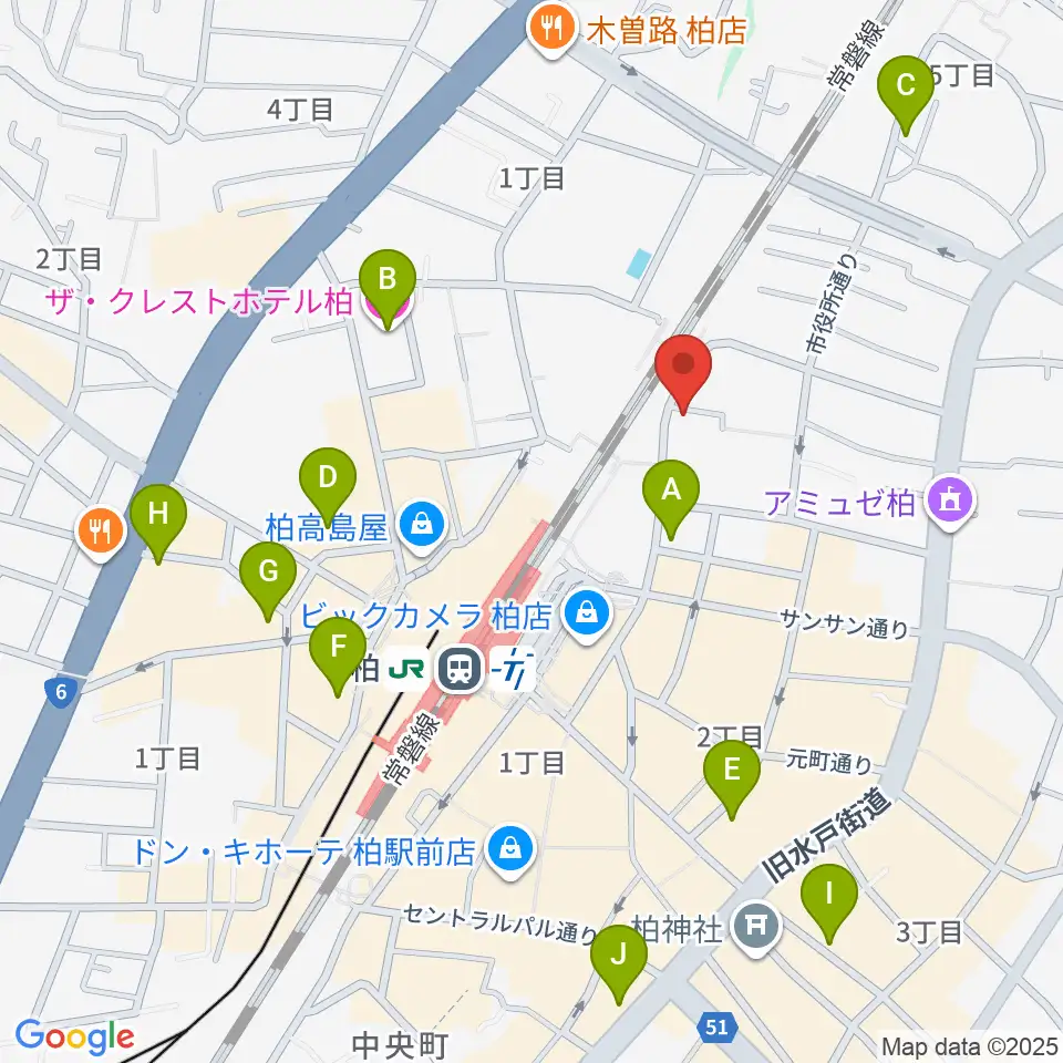 シアーミュージック 柏校周辺のホテル一覧地図