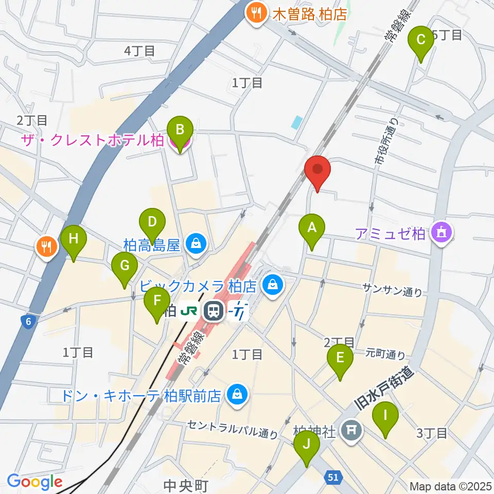 シアーミュージック 柏校周辺のホテル一覧地図