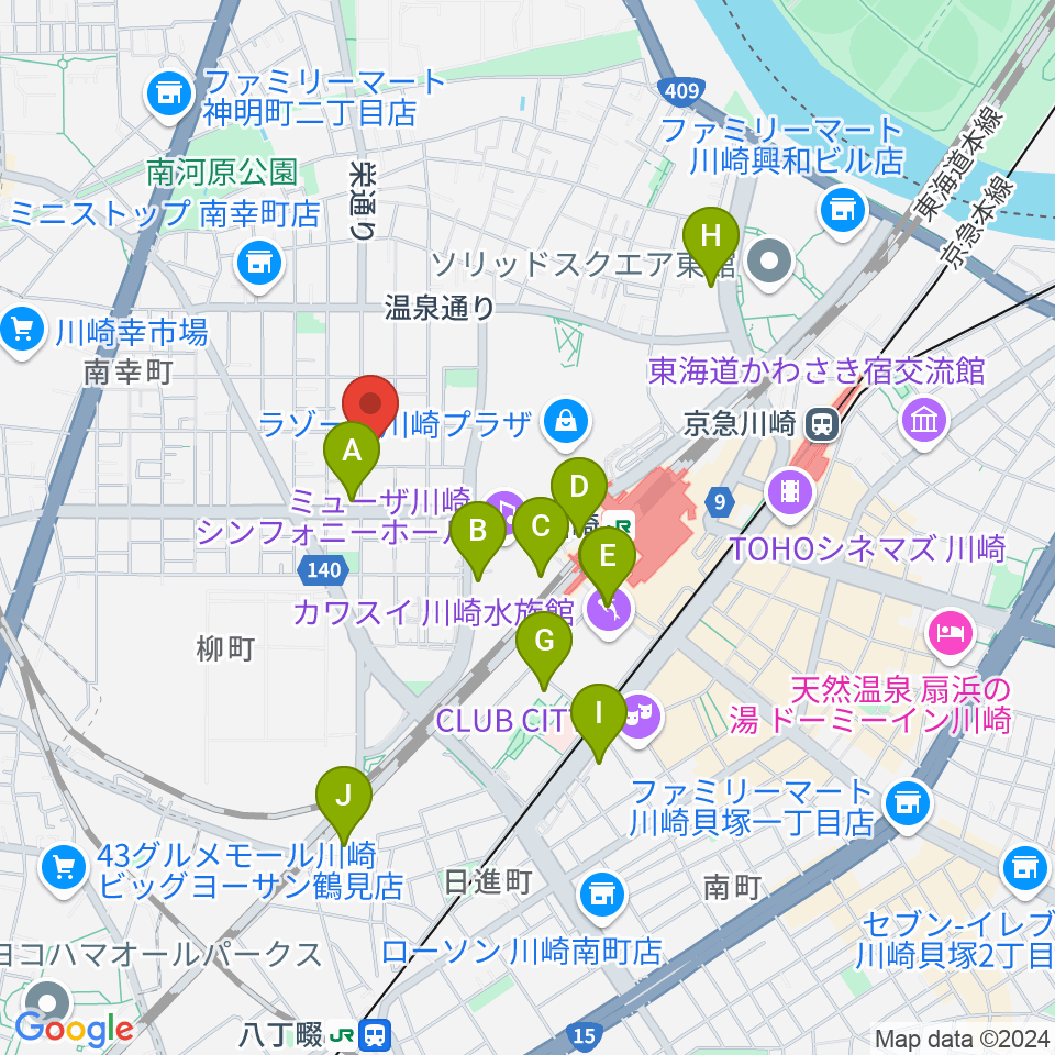 シアーミュージック 川崎校周辺のホテル一覧地図