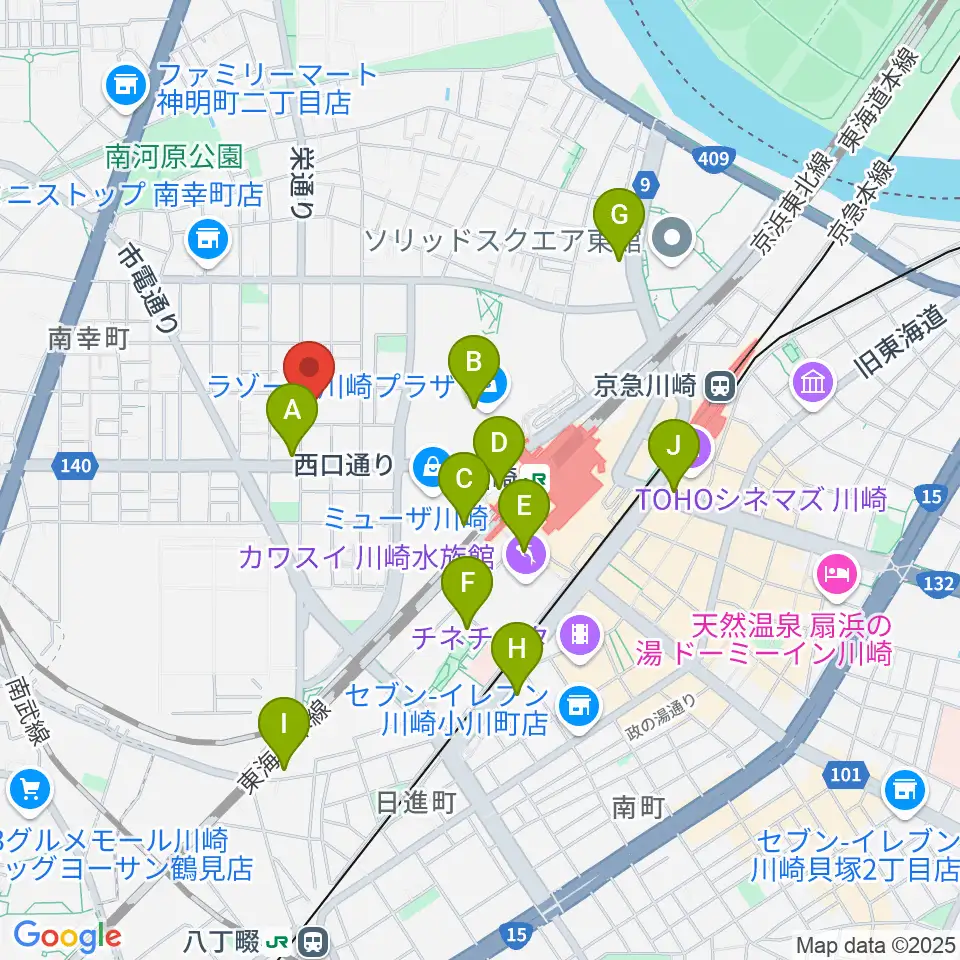 シアーミュージック 川崎校周辺のホテル一覧地図