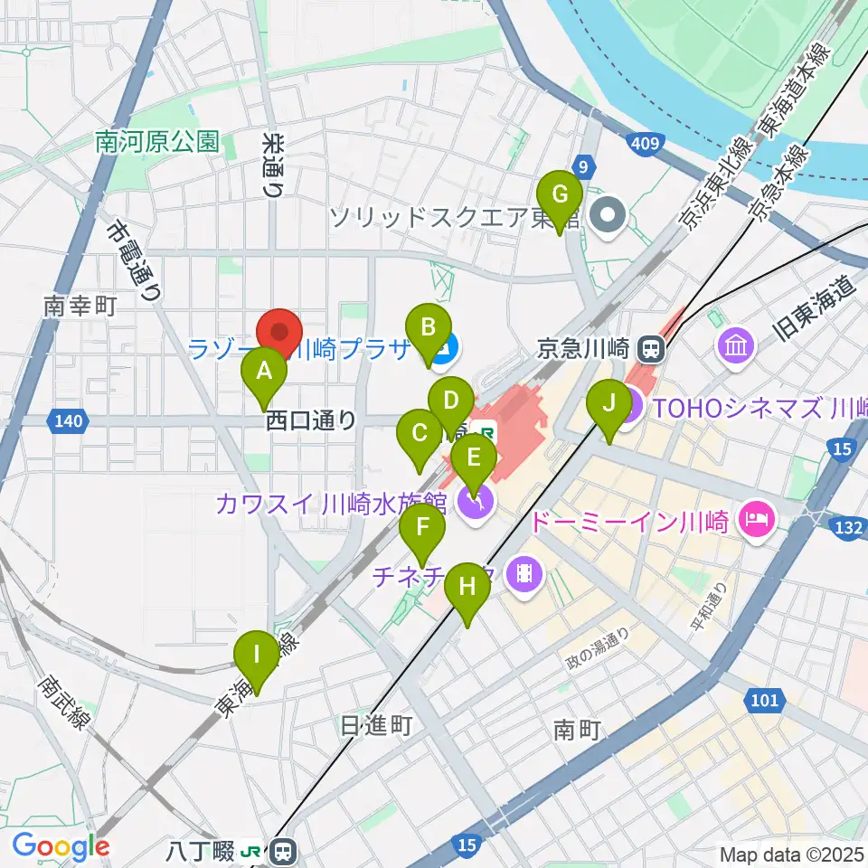 シアーミュージック 川崎校周辺のホテル一覧地図