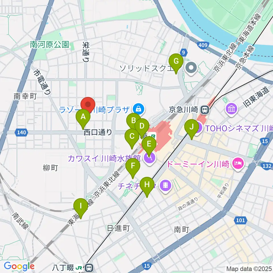 シアーミュージック 川崎校周辺のホテル一覧地図