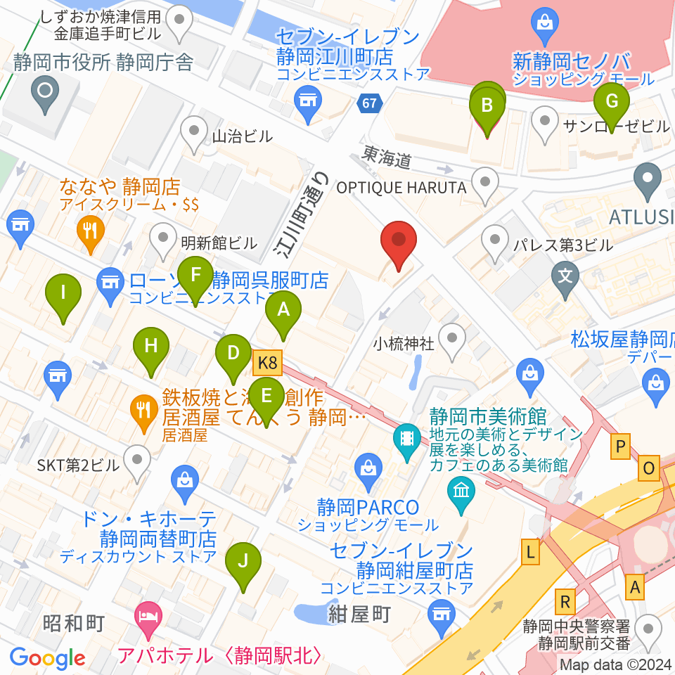 シアーミュージック 静岡校周辺のホテル一覧地図