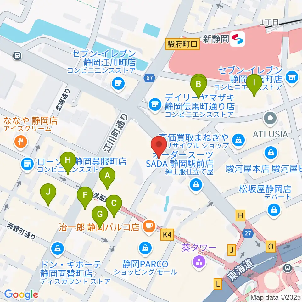 シアーミュージック 静岡校周辺のホテル一覧地図