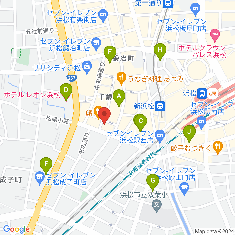 シアーミュージック 浜松校周辺のホテル一覧地図