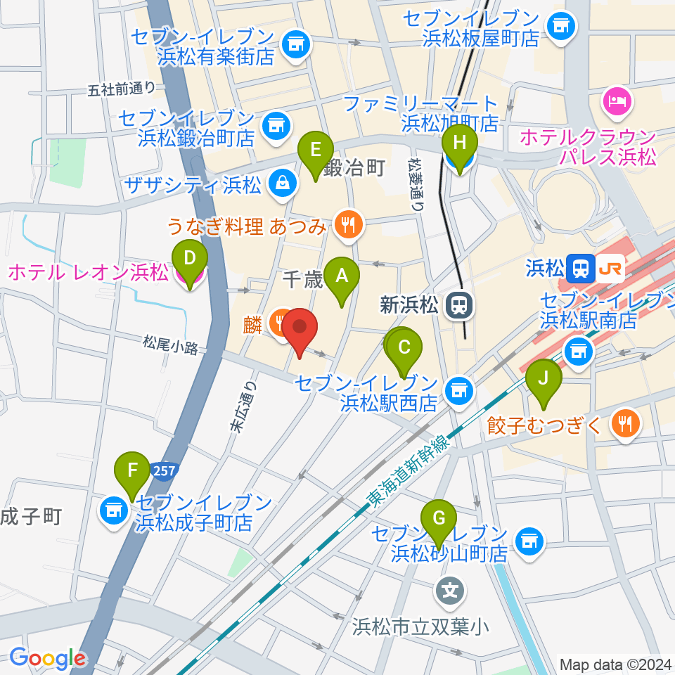 シアーミュージック 浜松校周辺のホテル一覧地図