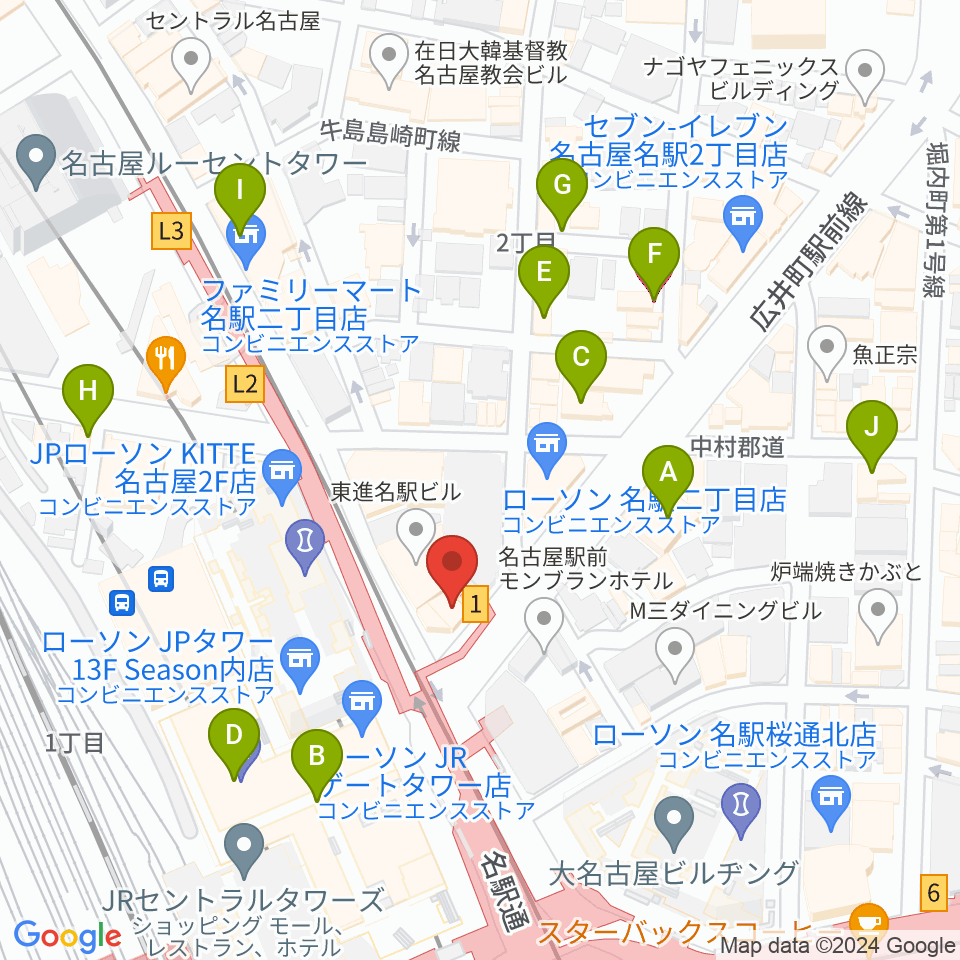シアーミュージック名駅校周辺のホテル一覧地図