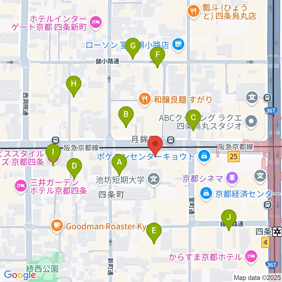 シアーミュージック京都校周辺のホテル一覧地図