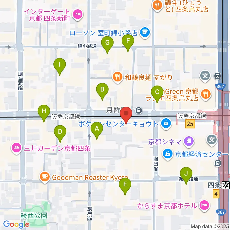 シアーミュージック京都校周辺のホテル一覧地図