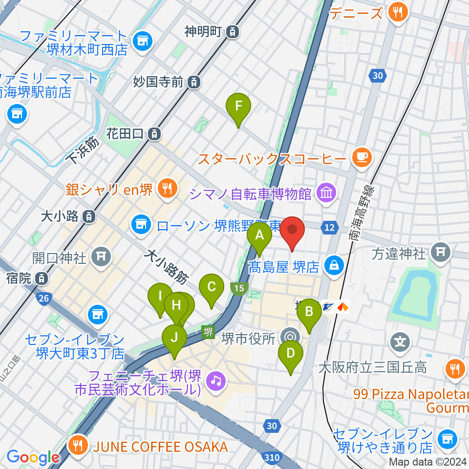 シアーミュージック堺東校周辺のホテル一覧地図