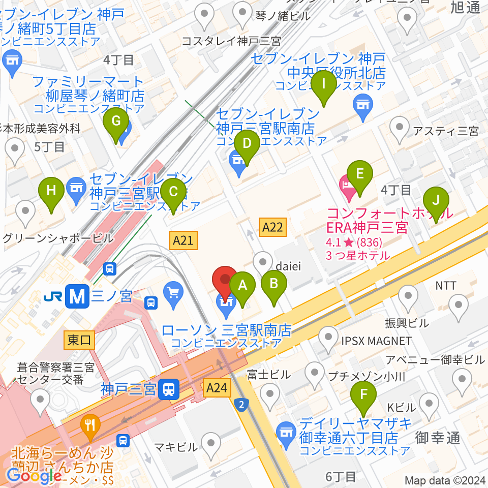 シアーミュージック 三宮校周辺のホテル一覧地図